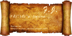Fülöp Janina névjegykártya